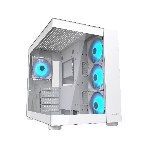 Gabinete Gamer Cougar FV150 RGB (White) 4 Fanes ARGB Doble Panel de Vidrio Templado - Blanco