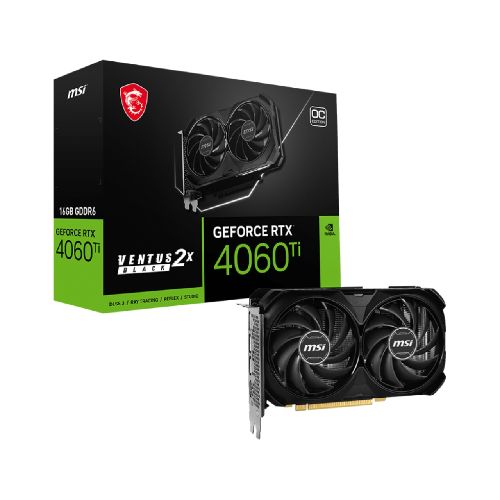 Tarjeta de Video MSI GeForce RTX 4060 Ti 16GB GDDR6 Ventus 2X Black OC 128-bit DLSS3 Doble Fan Torx 4.0