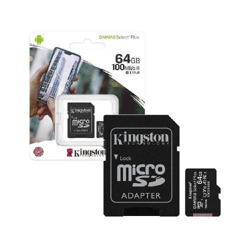 Memoria Micro SD Kingston 64GB Clase 10 Con Adaptador