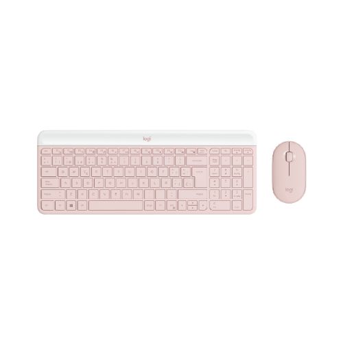 Combo Kit Teclado y Mouse inalambrico Logitech MK470 Silencioso y Batería de larga duración - Rosado