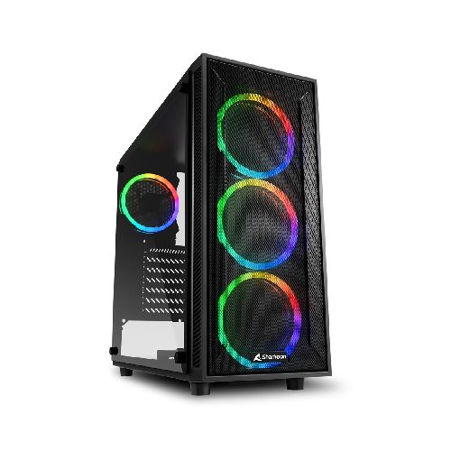 Gabinete Gamer ATX Sharkoon TG4M RGB Frente de Rejilla Lateral Vidrio Templado Negro