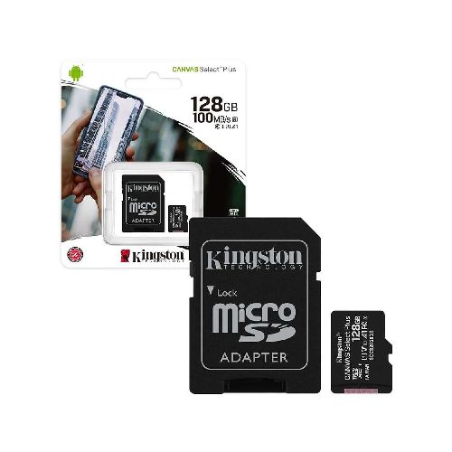 Memoria Micro SD Kingston Canvas Select Plus 128GB Clase 10 Con Adaptador