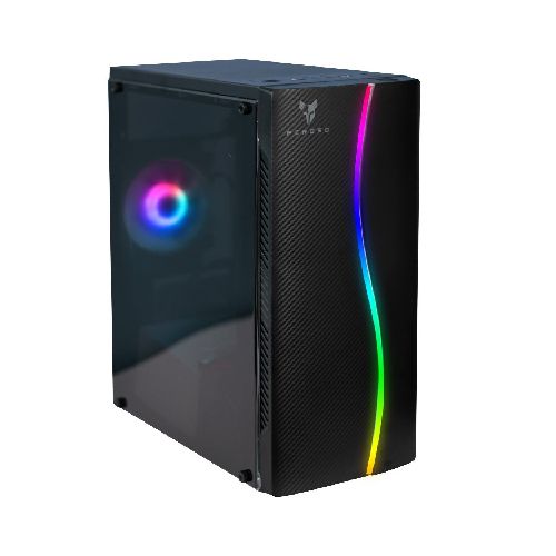 Gabinete Gaming Perseo Boro RGB Negro Tira RGB Frontal + Fan RGB incluido