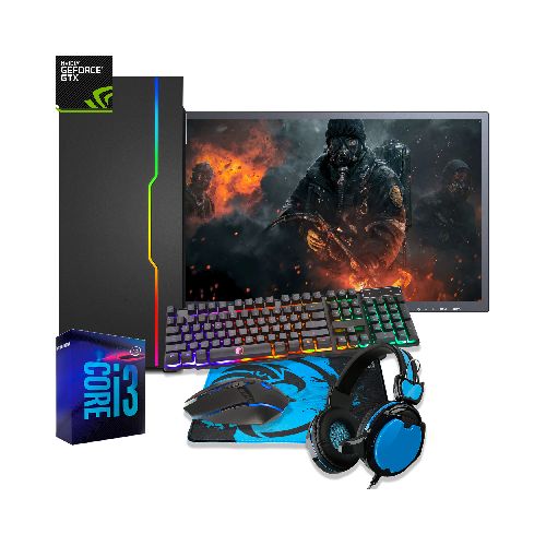 PC Computadora Gamer Core i3-6100 16GB DDR4 480GB SSD GTX 1650 4GB GDDR6 + Monitor LED 27'' FHD + Combo