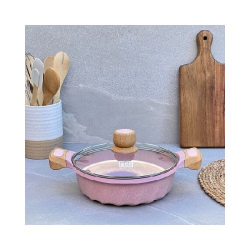 Olla Aluminio Fundido Recubrimiento Cerámico 24cm Rosado