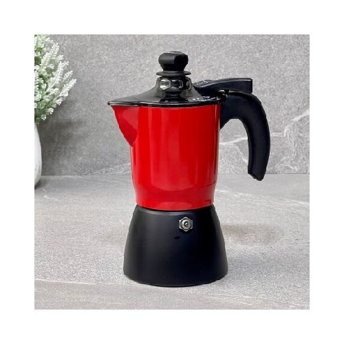 Cafetera Italiana Aluminio Moka Cream Roja 2 Tazas 200ML