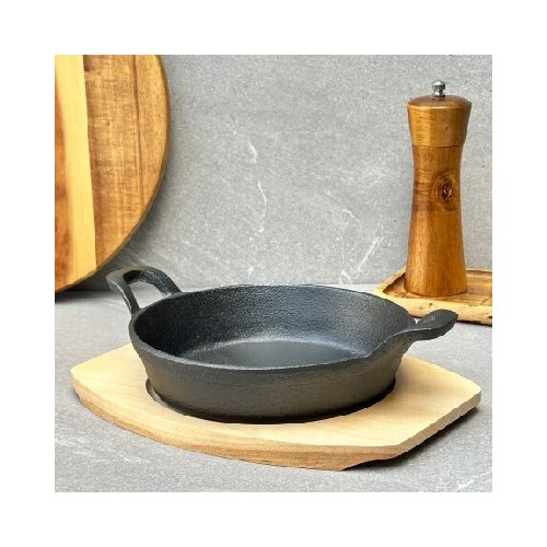 Olla Hierro Fundido Con Base Madera Ø 18cm