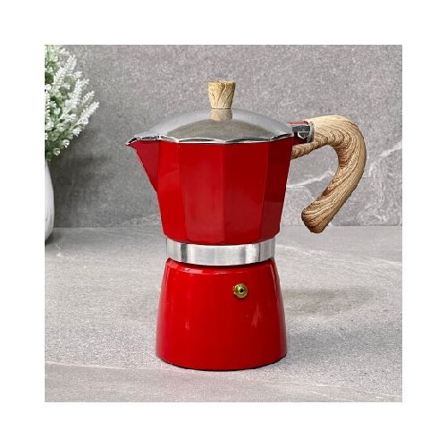 Cafetera Italiana Aluminio Roja 3 Tazas