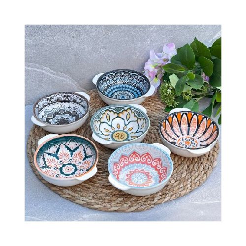 Juego De 6 Cazuela Bowl Fuente Cerámica C/Asas Ø13cm x 5cm