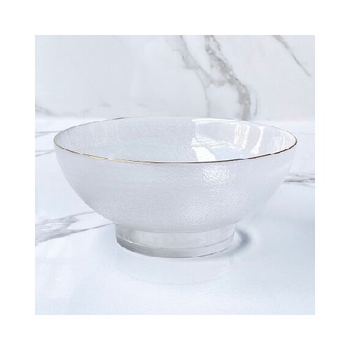 Bowl Ensaladera Vidrio Borde Dorado Ø25cm x Alto 11cm