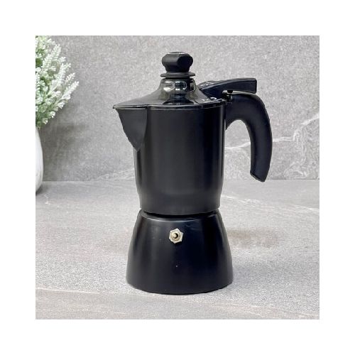 Cafetera Italiana Aluminio Moka Cream Negro 2 Tazas 200ML