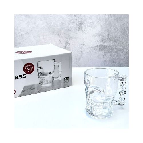 Juego De 6 Vaso Vidrio Chop Jarra Calavera 500ML