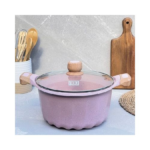 Olla Aluminio Fundido Recubrimiento Cerámico 28cm / 6L Rosado