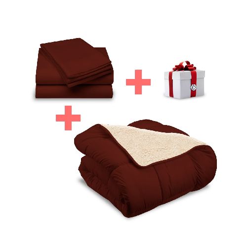 1 Plaza y Media Acolchado CORDERITO + Sabanas + Fundas Almohadas + REGALO Combo