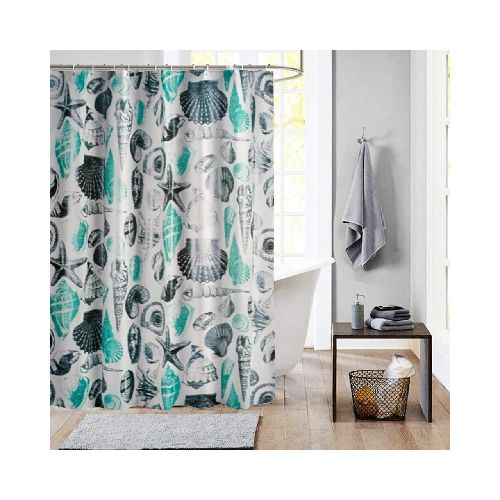 Cortina de Baño Ducha Diseño Mar 180x180 cm Kit con Ganchos