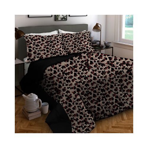 Acolchado 2 Plazas Leopardo Combinado + Fundas con Volado