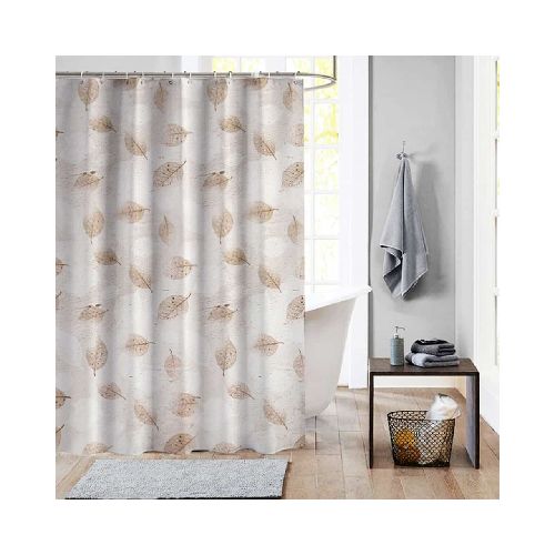 Cortina de Baño Ducha Diseño Hojas Secas 180x180 cm Kit con Ganchos