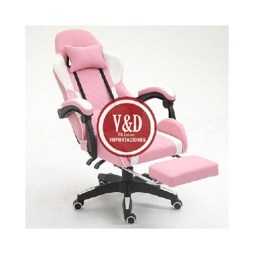 SILLA GAMER ROSA CON MASAJEADOR CUERO SINTETICO 