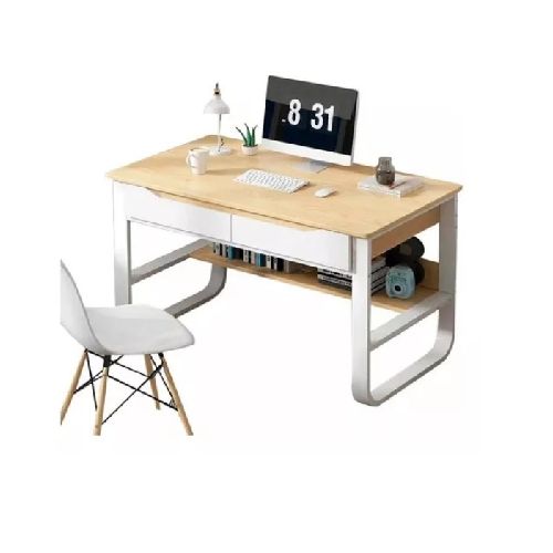 Escritorio Hierro Madera con Estante 2 Cajones 120x60 cm • GoStore