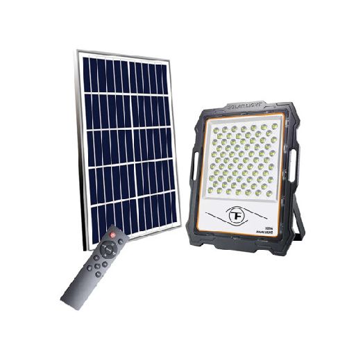 Proyector LED Solar 100W Con Control Remoto Luz Fría BFLSO100F-FLSO100F