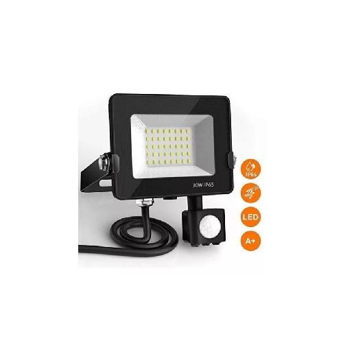 Foco Reflector Led 30w C/sensor Luz Fría - 1 Año De Garantía - Lamparas Uy