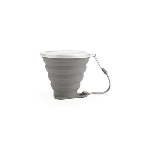 Vaso de silicona plegable con tapa - Gris — Mis Petates