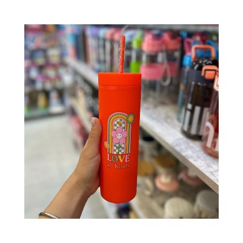 Vaso con sorbito - Naranja — Mis Petates