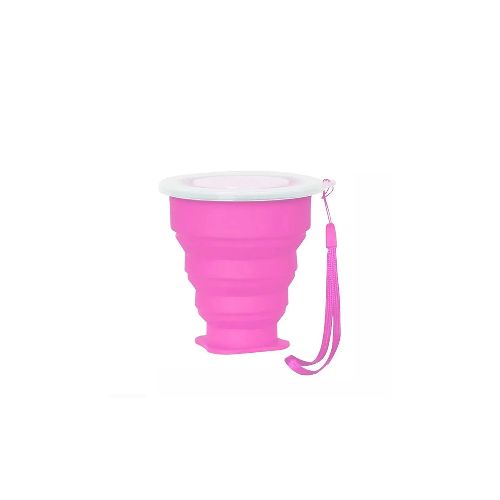 Vaso de silicona plegable con tapa - Rosado — Mis Petates