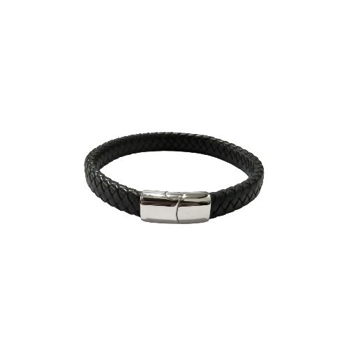 Pulsera cuerina negra soga — Mis Petates