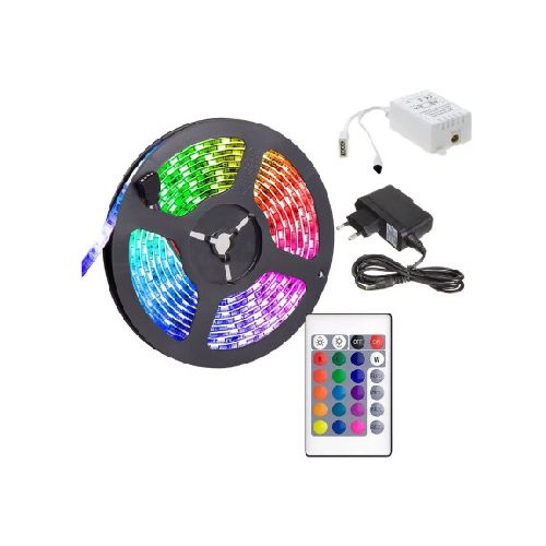 KIT COMPLETO CINTA TIRA LED RGB 5M CON TRANSFORMADOR + CONTROL DW049-DW049