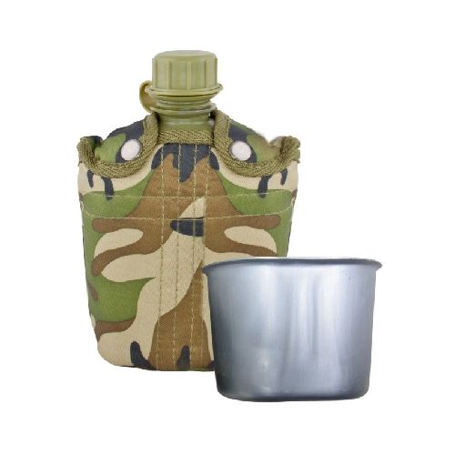 Cantimplora 1 litro con jarra y funda camuflada 