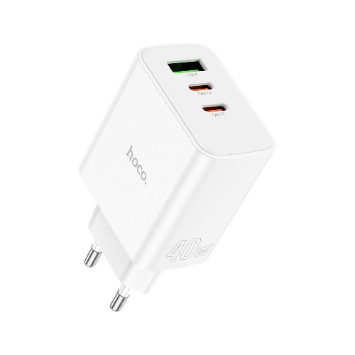 CARGADOR DE PARED 2 USB-C/1 USB-A HOCO C126A EU 40W WHITE  