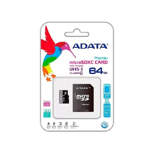 Memoria Micro SD ADATA PREMIER 64GB C/ADAP C10  Adata