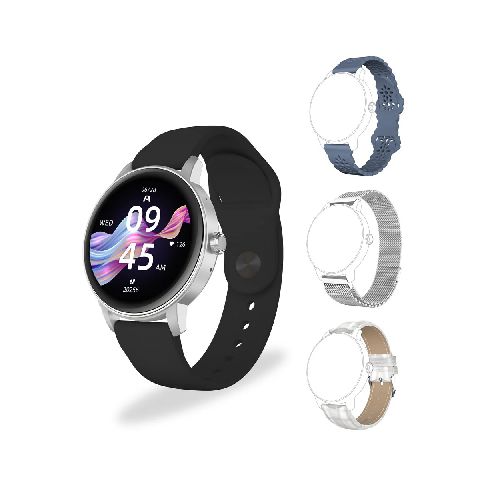 SMARTWATCH de dama ARGOM SKEIWATCH C30 Plateado + 3 correas  Argom