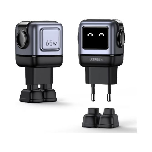 Cargador Ugreen Mini Robot 2 usb y 1 usb-c 65w Negro  