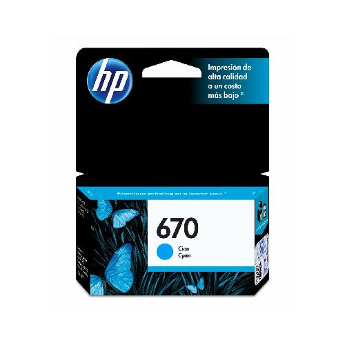 Cartucho de Tinta HP 670 Cian Original 300 paginas  