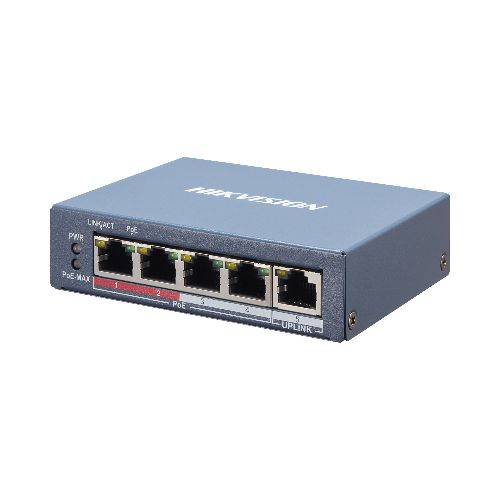 Switch Ethernet Hikvision SMART FAST 4 puertos PoE y 1 RJ45  