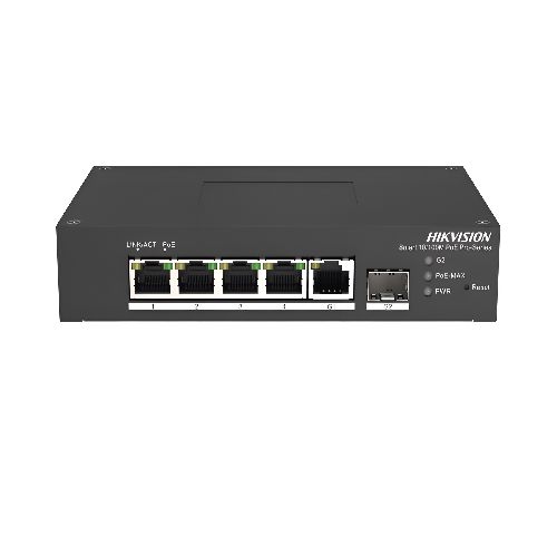 Switch 4puertos PoE Fast Ethernet Hikvision DS-3T1306P-SI/HS  