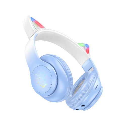 AURICULARES inalambrico HOCO W42 CAT CON OREJAS CRYSTAL BLUE  