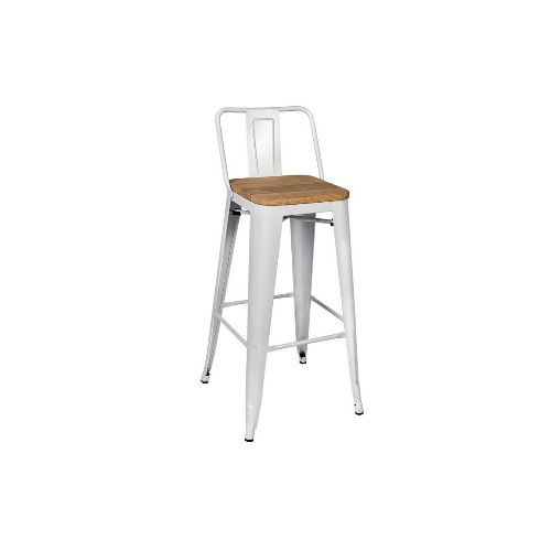 Silla Alta Tolix Blanca C/asiento De Madera  Unsi Furniture