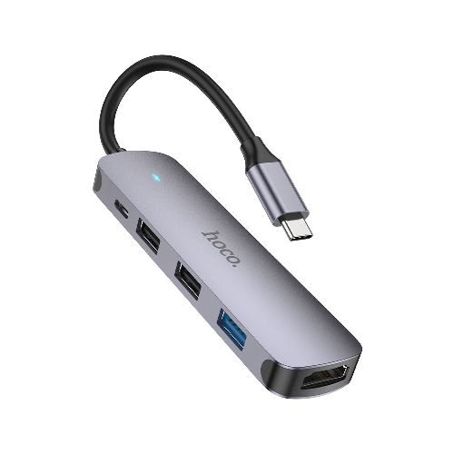 HUB USB-C A USB-A/USB-C/HDMI HOCO HB27 METAL GREY  