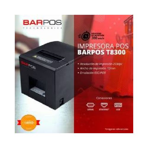 Impresora termica de tickets Barpos T8300 USB Ethernet Serie  