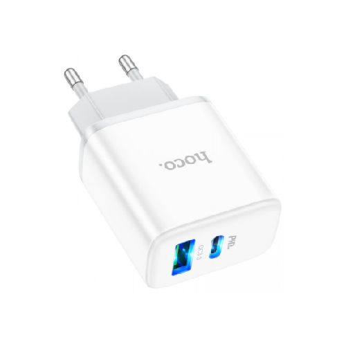 HOCO C105A CARGADOR PARED 1 USB-C/1 USB-A  20W BLANCO  