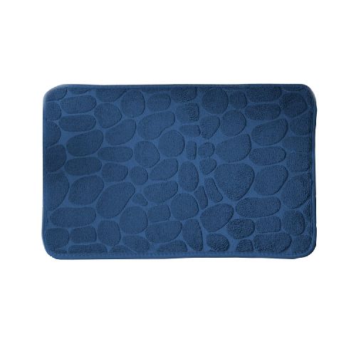 Alfombra de Baño Rectangular Suave con Diseño de Piedras y Base Antideslizante 60x40cm - Azul