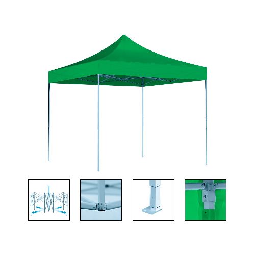 Gazebo Plegable de 3x3m Autoarmable Impermeable Filtro UV Estructura en Acero - Verde