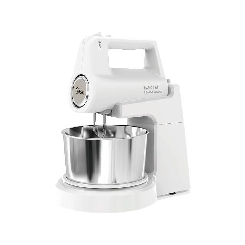 Batidora de Mano MIDEA con Pedestal 400W 5 Velocidades + Turbo, Bowl de Acero Inox