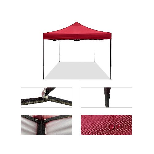 Gazebo SWISS ARMOR 3x3M Autoarmable Estructura en Acero Syncaro Filtro UV 50 - Rojo