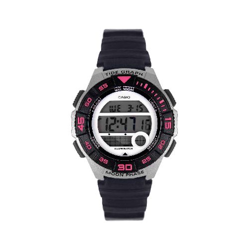 Reloj Digital CASIO 37mm Múltiples Funciones Resistente al Agua Malla de Silicona - Gris