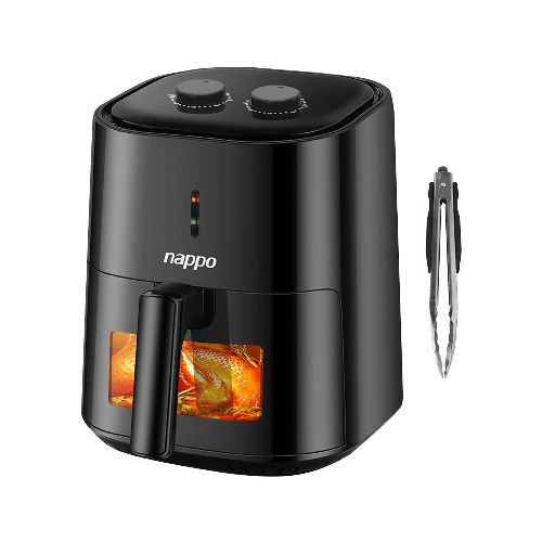 Freidora Sin Aceite NAPPO 1200W Capacidad 4.5L Tecnología Fry Force 360° Visor Transparente + Pinza DE REGALO