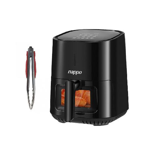 Freidora sin Aceite NAPPO Digital 4.5 LITROS 1200W Panel LED Táctil Visor Transparente Tecnología Fry Force 360° + Pinza Metálica DE REGALO